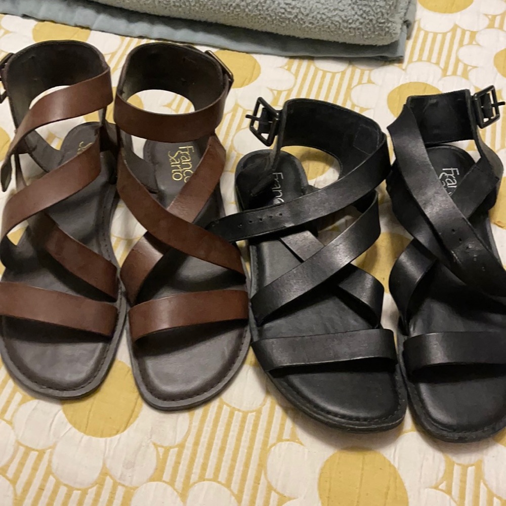 Black and Brown Franco Sarto sandals.